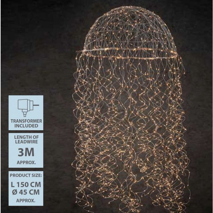 Lustre méduse argent blanc chaud 720 led IP44