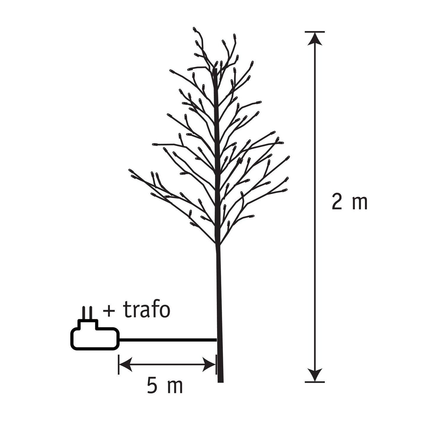 ARBRE Noir - sapin blanc chaud 248 led - H 200 cm