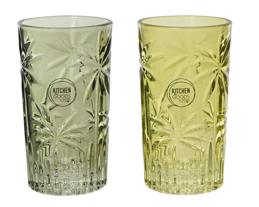PALMIER verre haut jaune ou vert pale