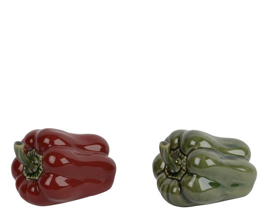 POIVRON décoratif porcelaine rouge ou vert