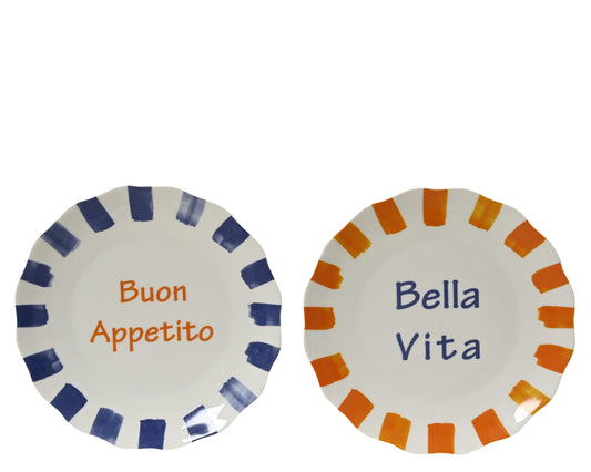 BELLA VITA lot de 2 assiettes à dessert assorties