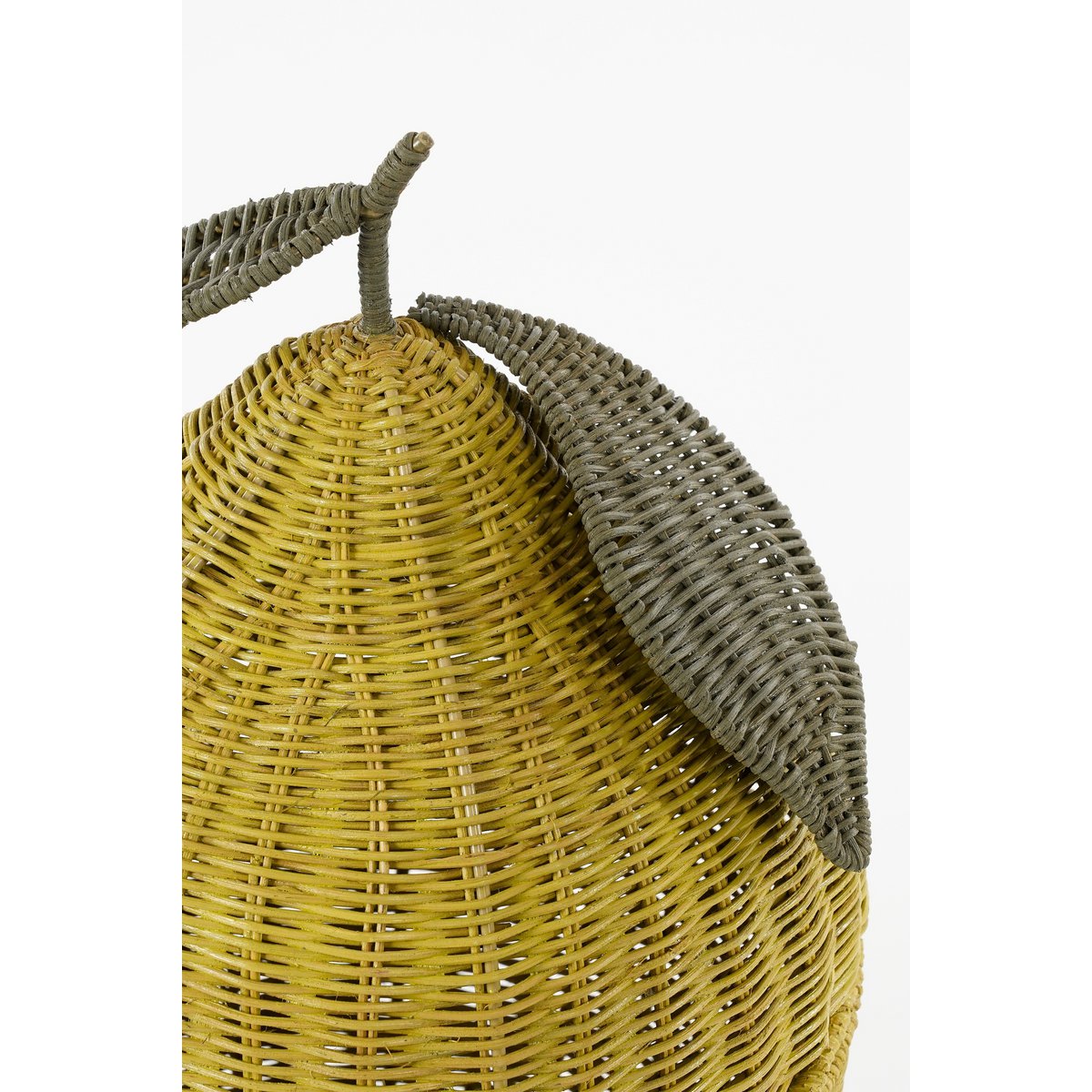 LEMON - Panier en forme citron avec couvercle - Lot de 2 - H48 x Ø30 cm - Rotin - Jaune