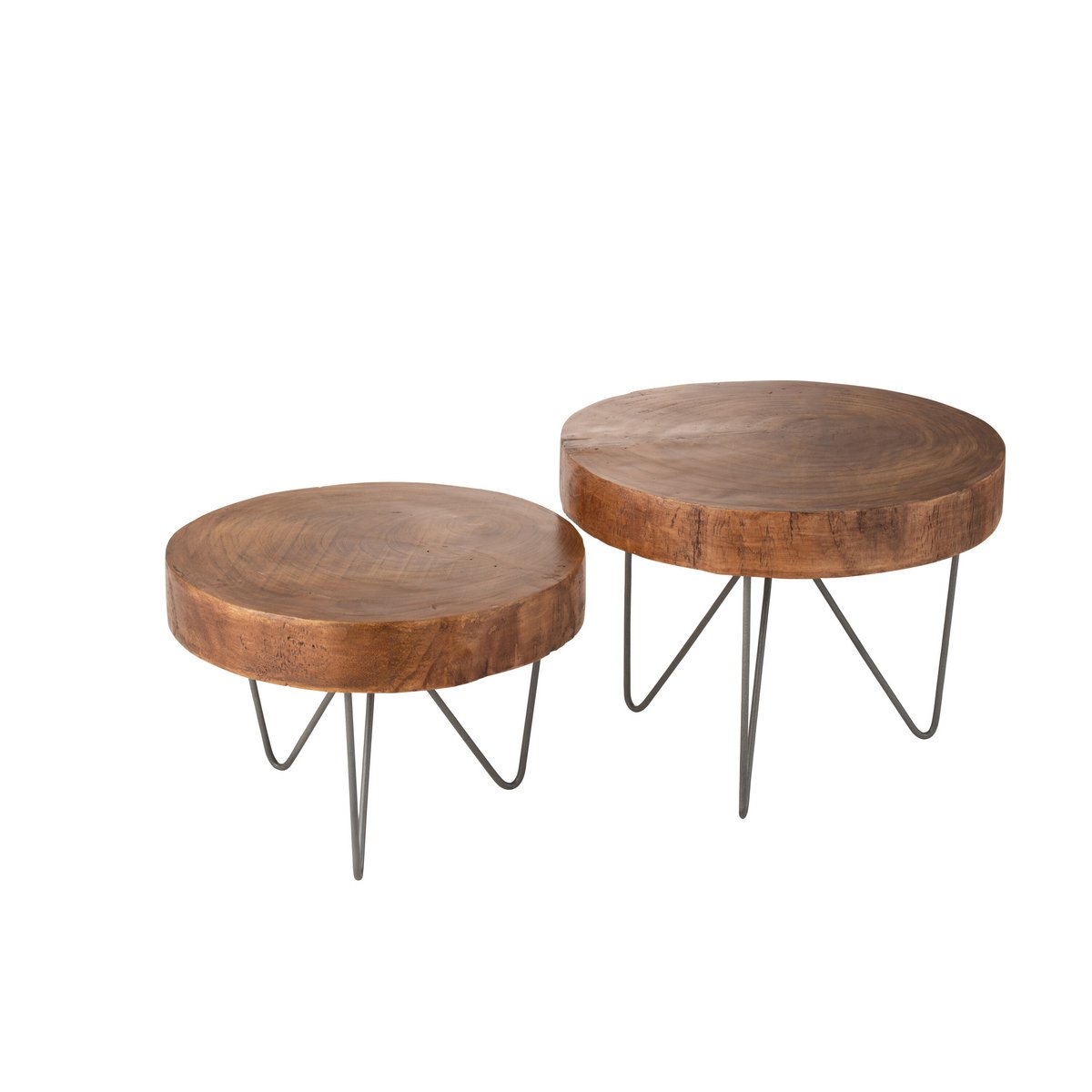 PAULOWNIA - Table d'appoint - bois/métal - marron - lot de 2