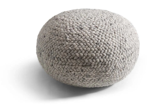 POUF GALET pure laine Gris clair chiné