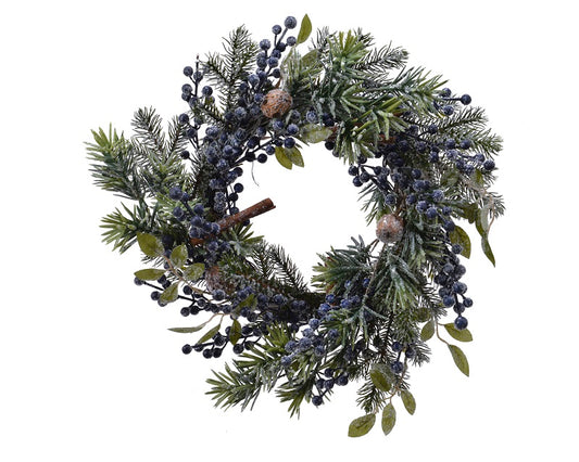 Couronne de bleuets givrés myrtille - D 40cm