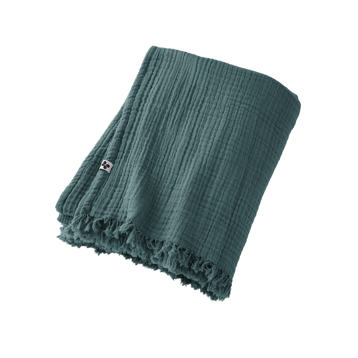 GAIA PLAID gaze de coton bleu canard