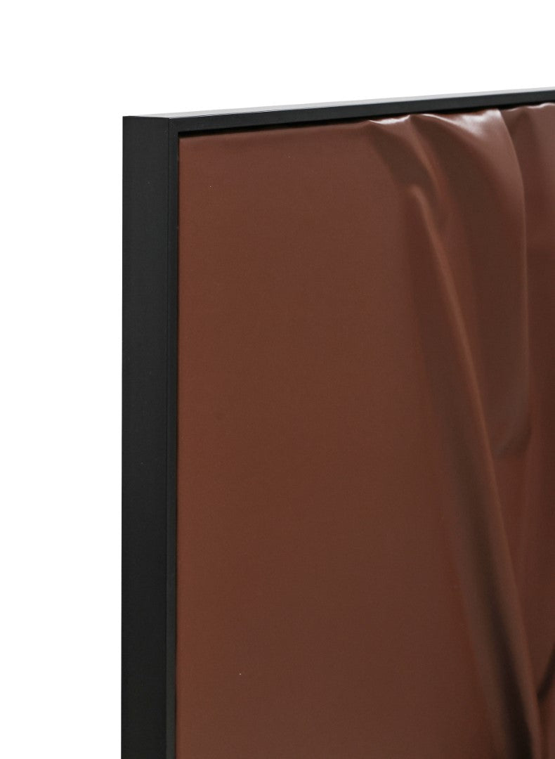 TABLEAU CUIR Abstrait cuir bordeaux marron 143 cm