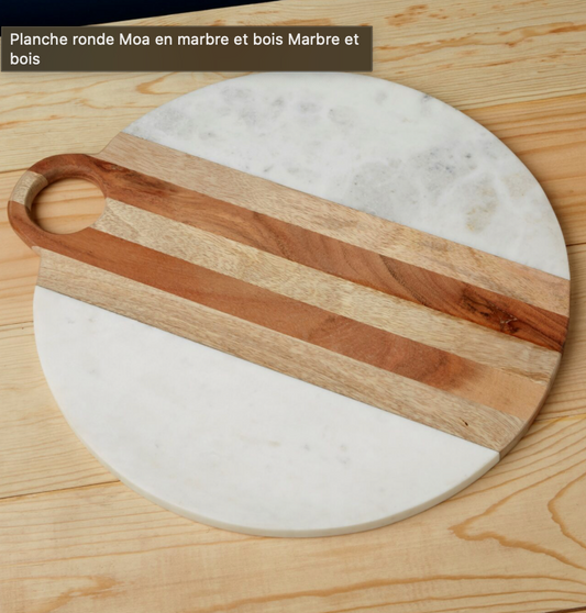 MOA Planche Ronde marbre et bois Ø 39,5 cm