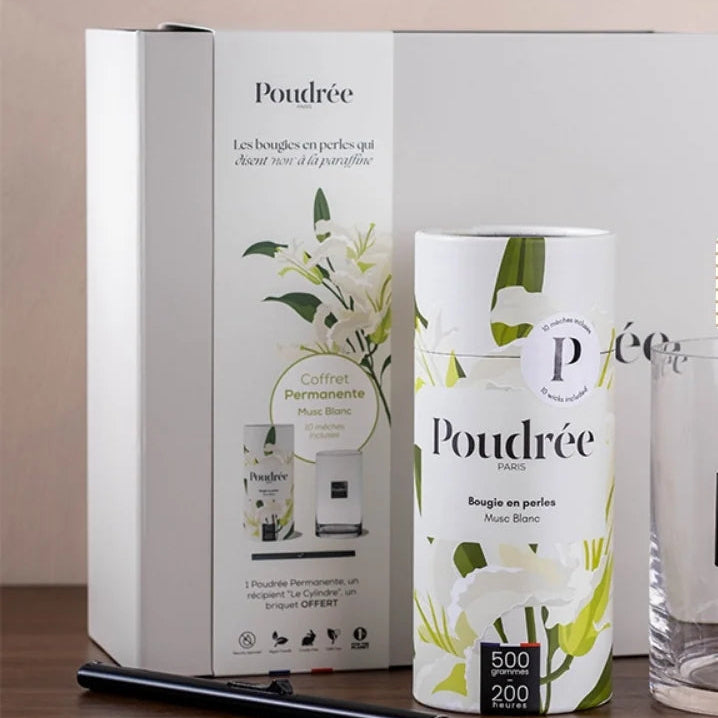 POUDREE Coffret Bougie - Musc Blanc - Collection permanente 500g
