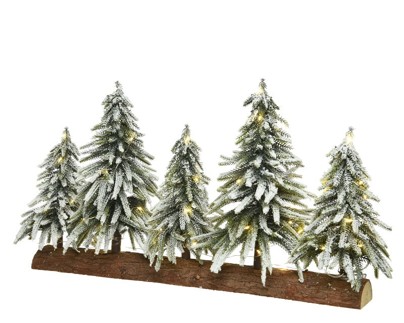 Composition 5 minis sapins de Noël avec éclairage LED