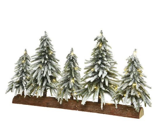 Composition 5 minis sapins de Noël avec éclairage LED