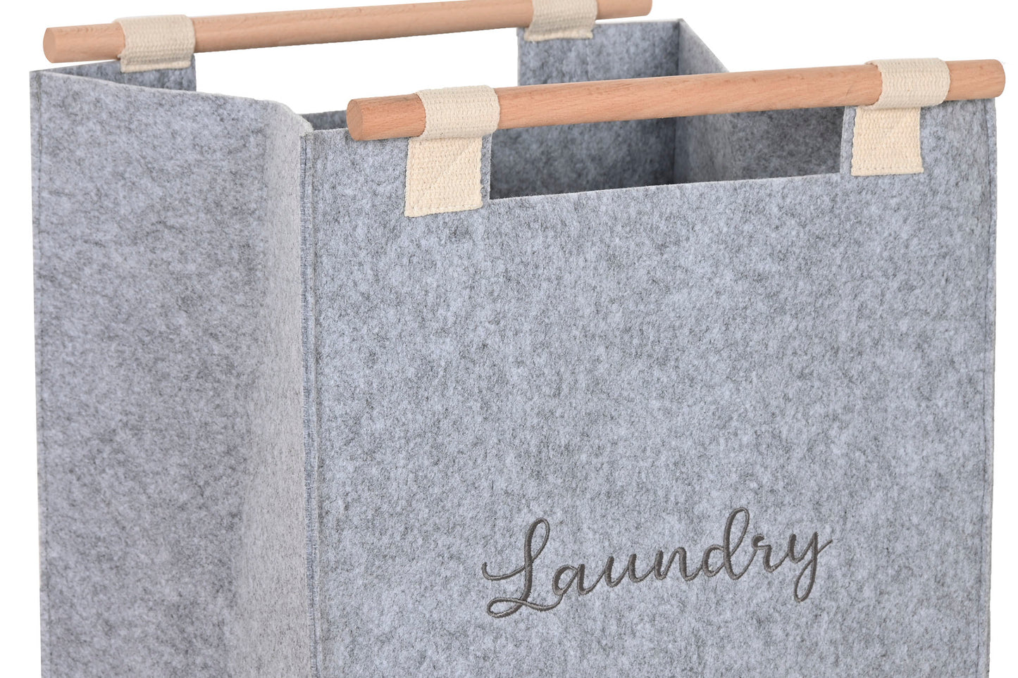 Panier à linge en feutre poignées  bois