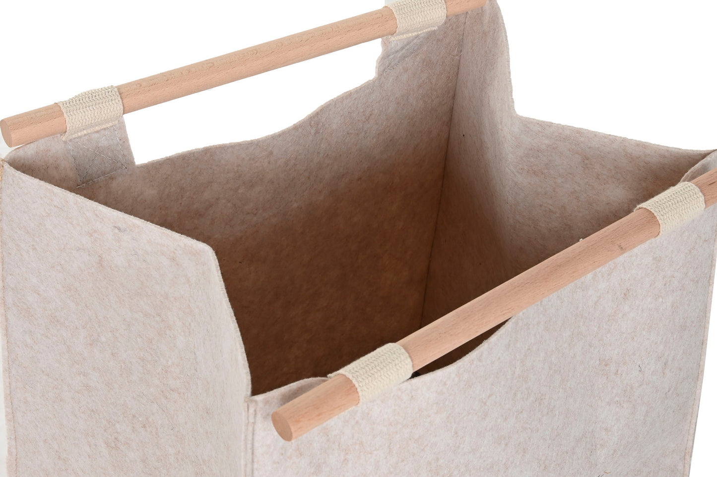Panier à linge en feutre poignées  bois