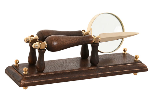 LOUPE ET COUPE-PAPIER  - bois de manguier et laiton