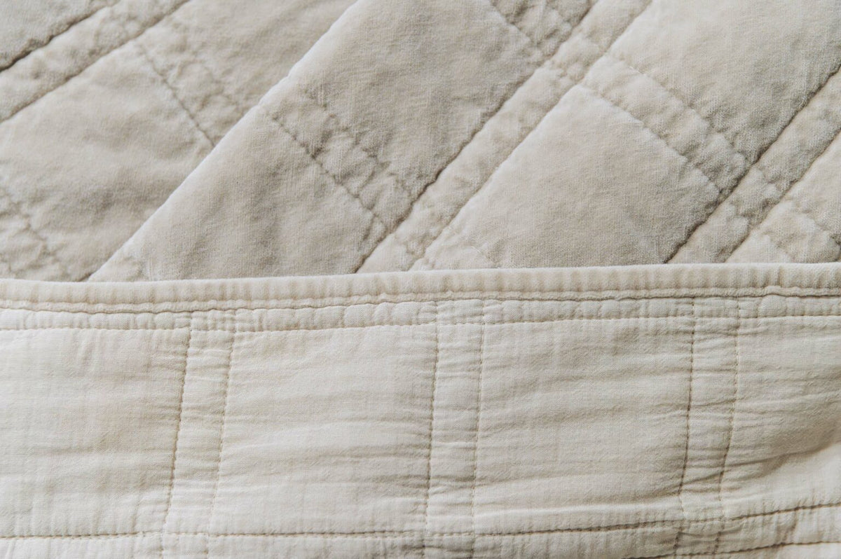 JULES Couvre-lit velours coton matelassé - Argile