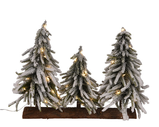 Composition de 3 minis sapins avec éclairage LED