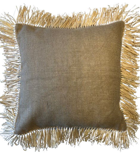 Housse de Coussin  Raphia / Toile de jute taupe 40 x 40 cm