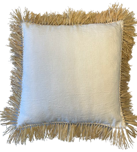 Housse de Coussin  Raphia / coton blanc 40 x 40 cm