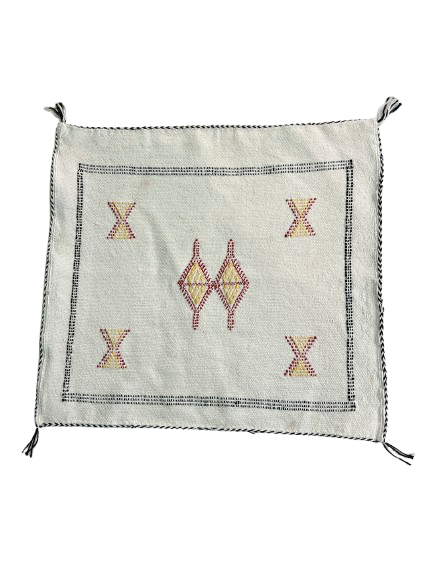 Coussin Berbère - Ecru/rouge jaune - 45 x 45 cm environ