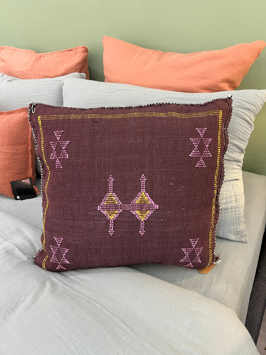 Coussin Berbère - marron/rose - 45 x 45 cm environ