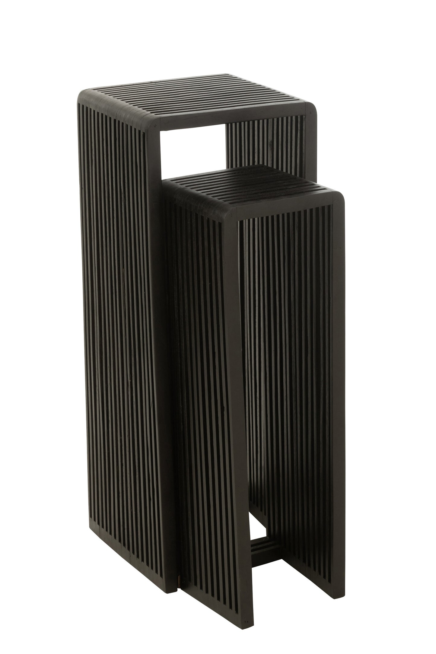 JESS Set de 2 Tables d'Appoint Cube Teck Recyclé Noir