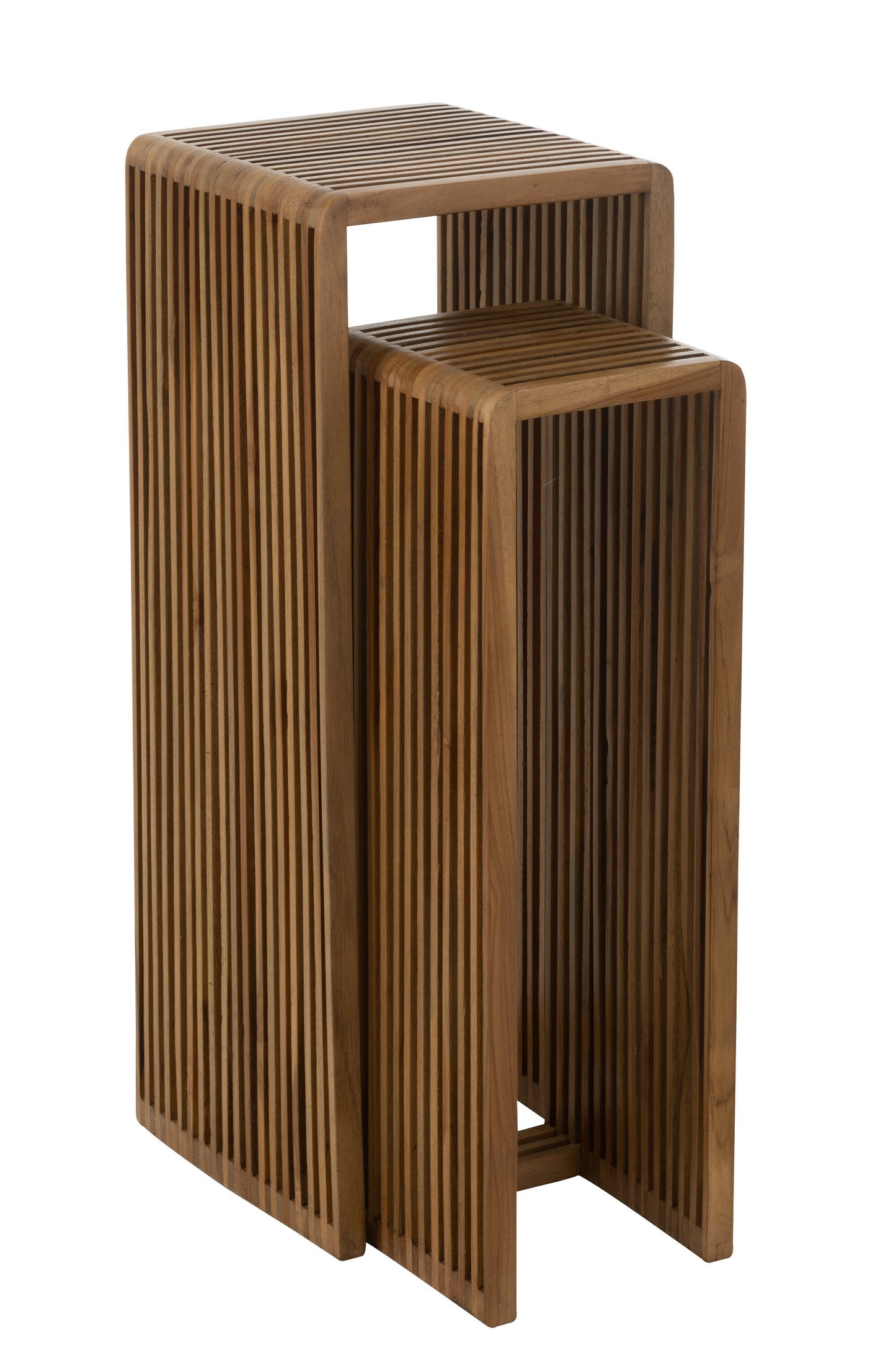 JESS Set de 2 Tables d'Appoint Cube Teck Recyclé marron Naturel