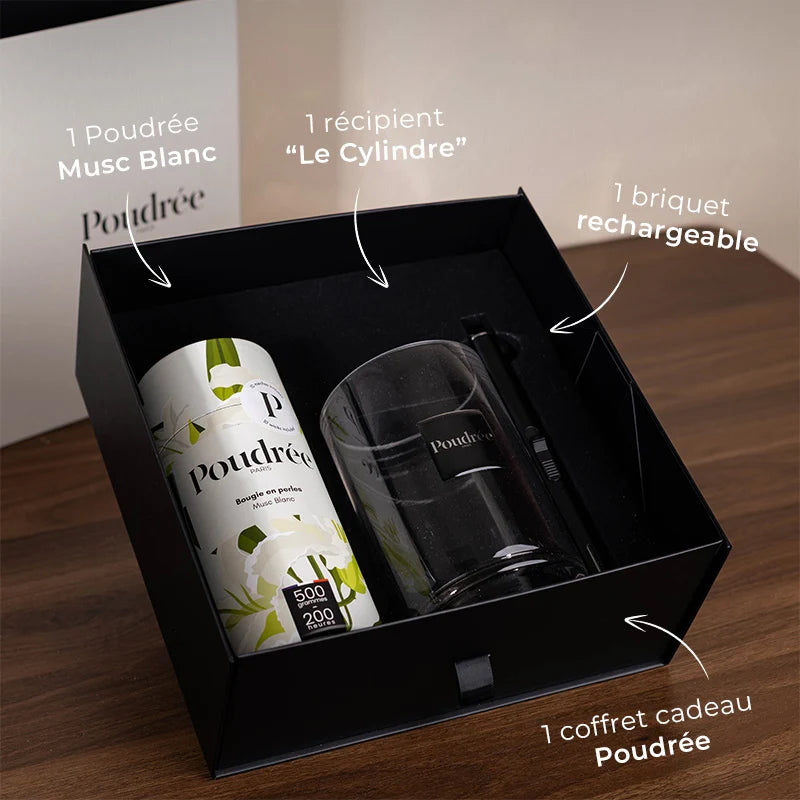 POUDREE Coffret Bougie - Musc Blanc - Collection permanente 500g