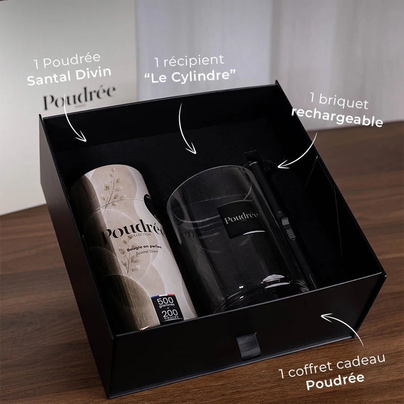 POUDREE Coffret Bougie - Fleur Ambrée  - Collection Signature 500g