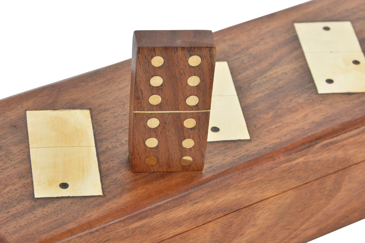 JEUX DE DOMINOS - bois d'acacia laiton  (20 pièces)