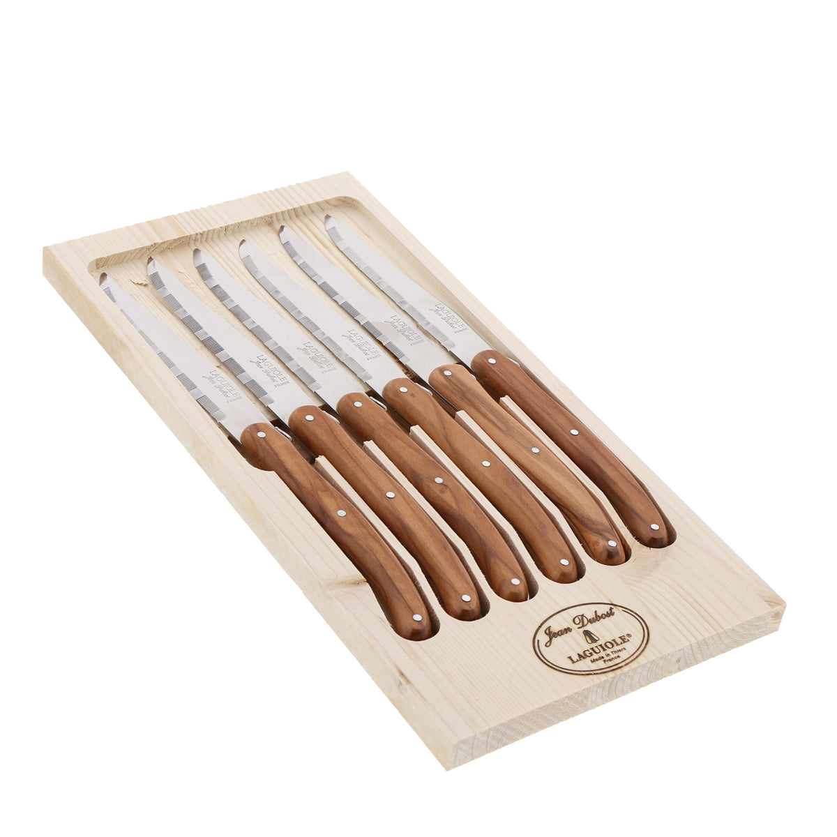 LAGUIOLE Coffret 6 couteaux manche en bois d'olivier