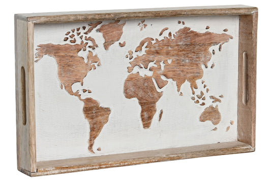 PLATEAU - carte du monde - bois de manguier