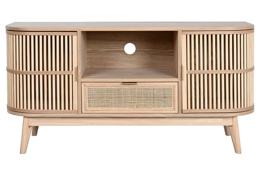 MEUBLE TV - sapin/rotin - 120 x 40 x 60 cm