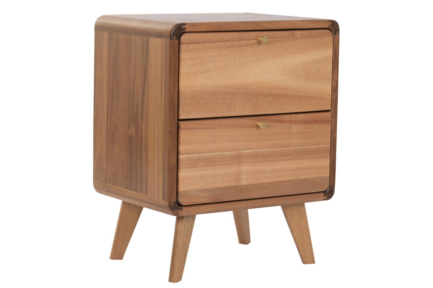 CHEVET 2 tiroirs Acacia H44 cm