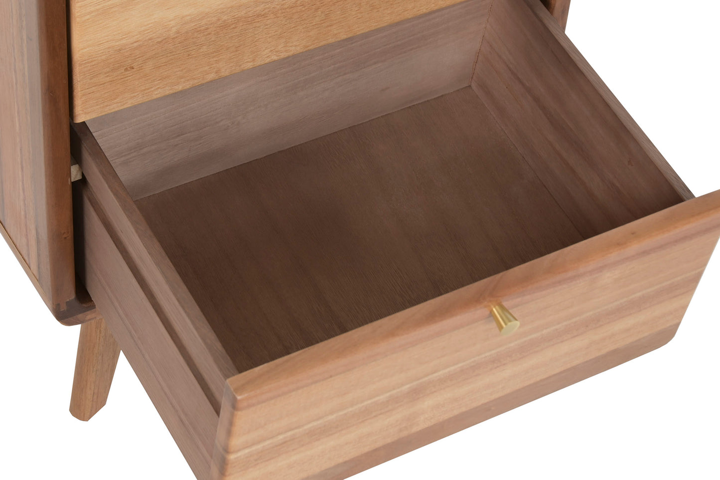 CHEVET 2 tiroirs Acacia H44 cm
