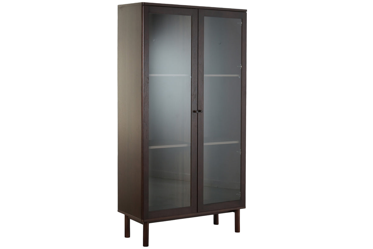 VITRINE Verre MDF couleur noyer foncé H183cm