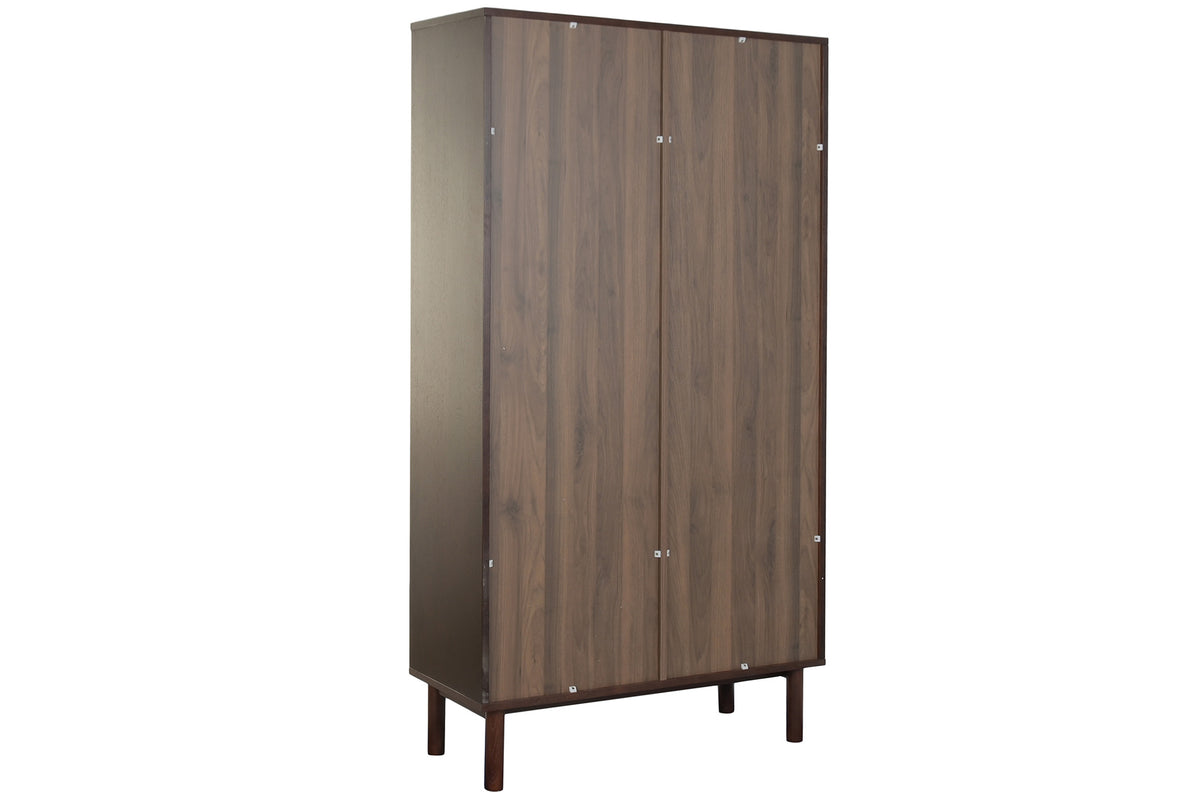 VITRINE Verre MDF couleur noyer foncé H183cm