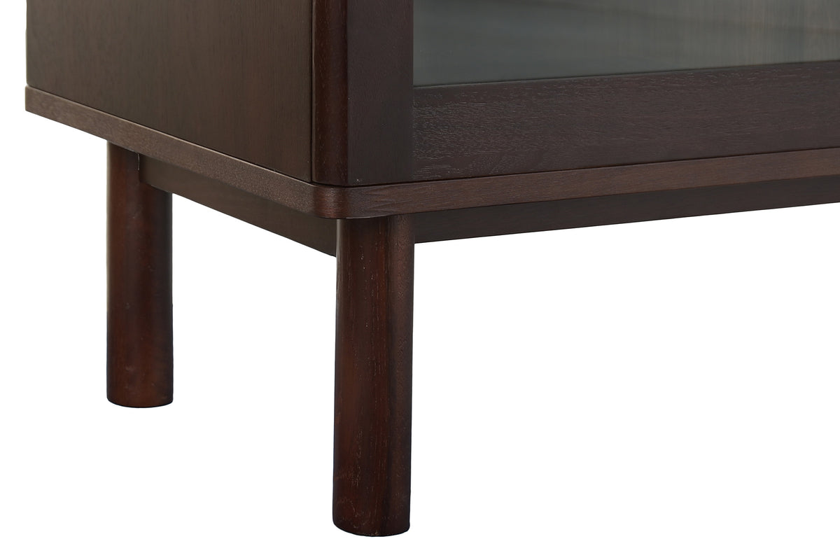 VITRINE Verre MDF couleur noyer foncé H183cm