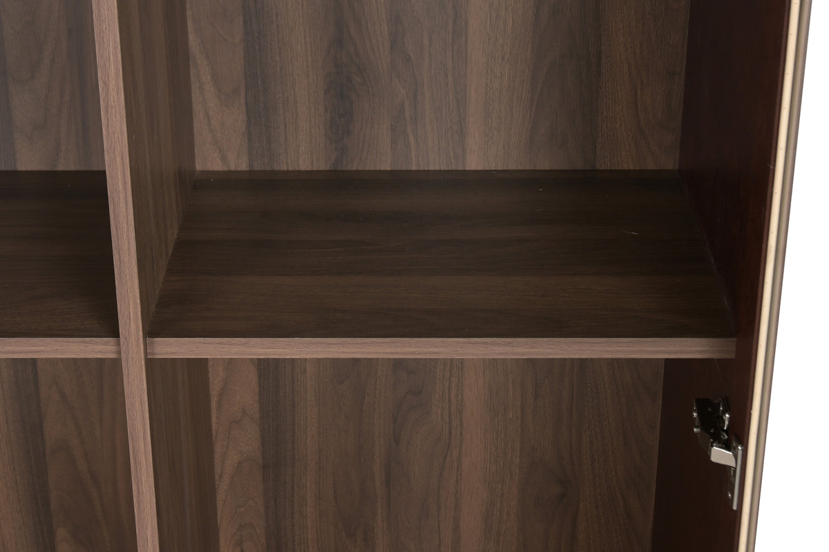 VITRINE Verre MDF couleur noyer foncé H183cm