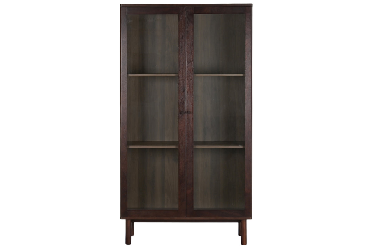 VITRINE Verre MDF couleur noyer foncé H183cm