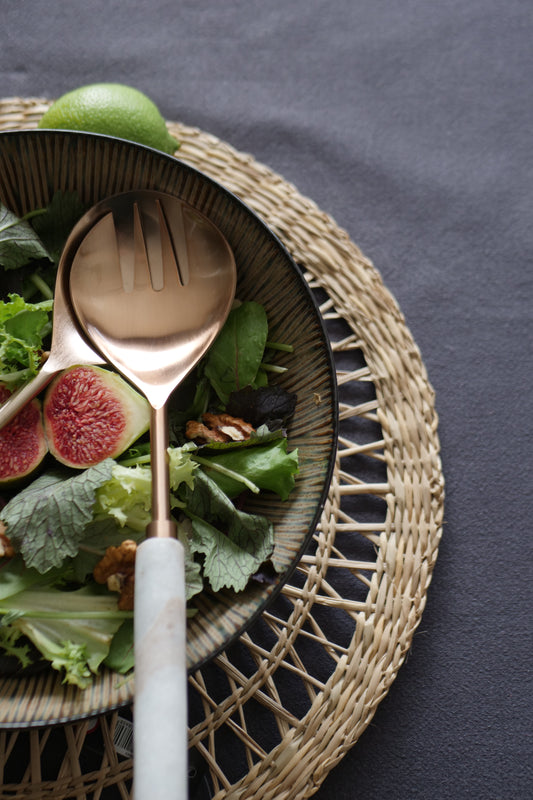 MOA Couverts salade cuivré /marbre rosé