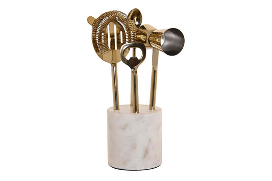 COCKTAIL SET -  inox/marbre blanc