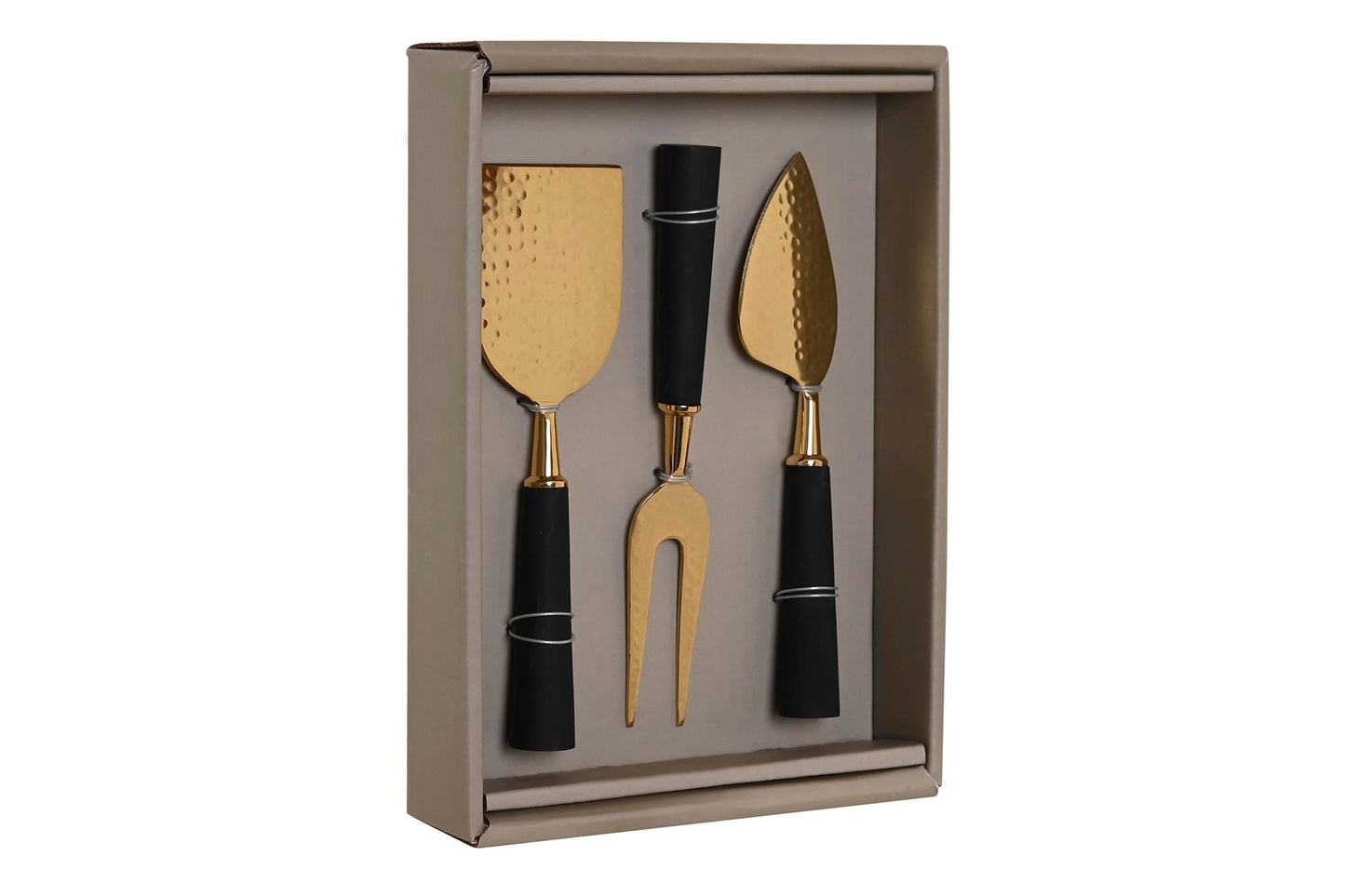 3 COUVERTS FROMAGE - Inox doré résine