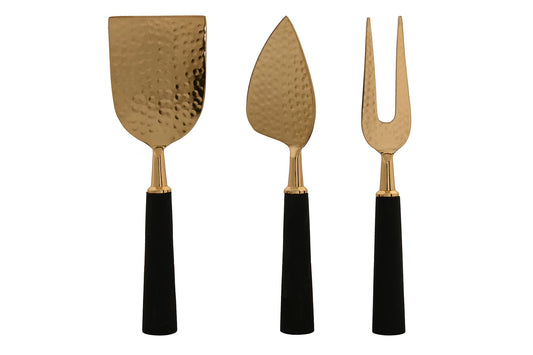 3 COUVERTS FROMAGE - Inox doré résine