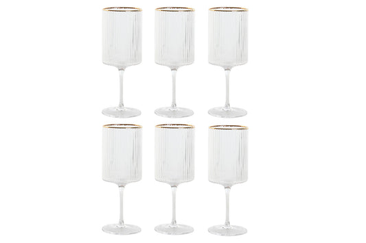 VERRE - Rainurée transparent bordure dorée - 400 ml