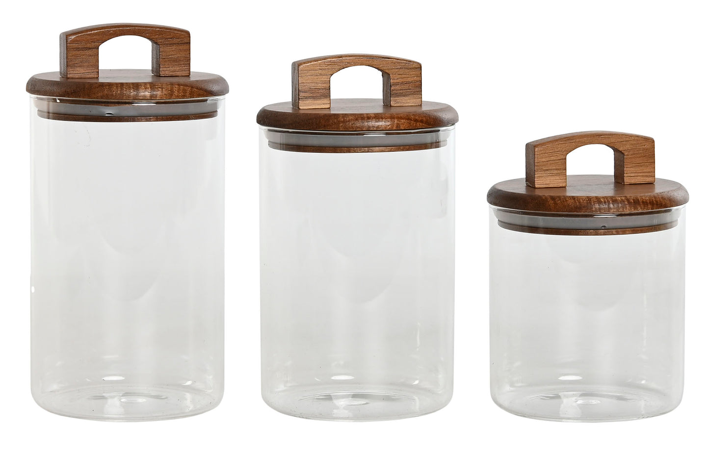 SET 3 POTS - Verre borosilicate / acacia - 1L