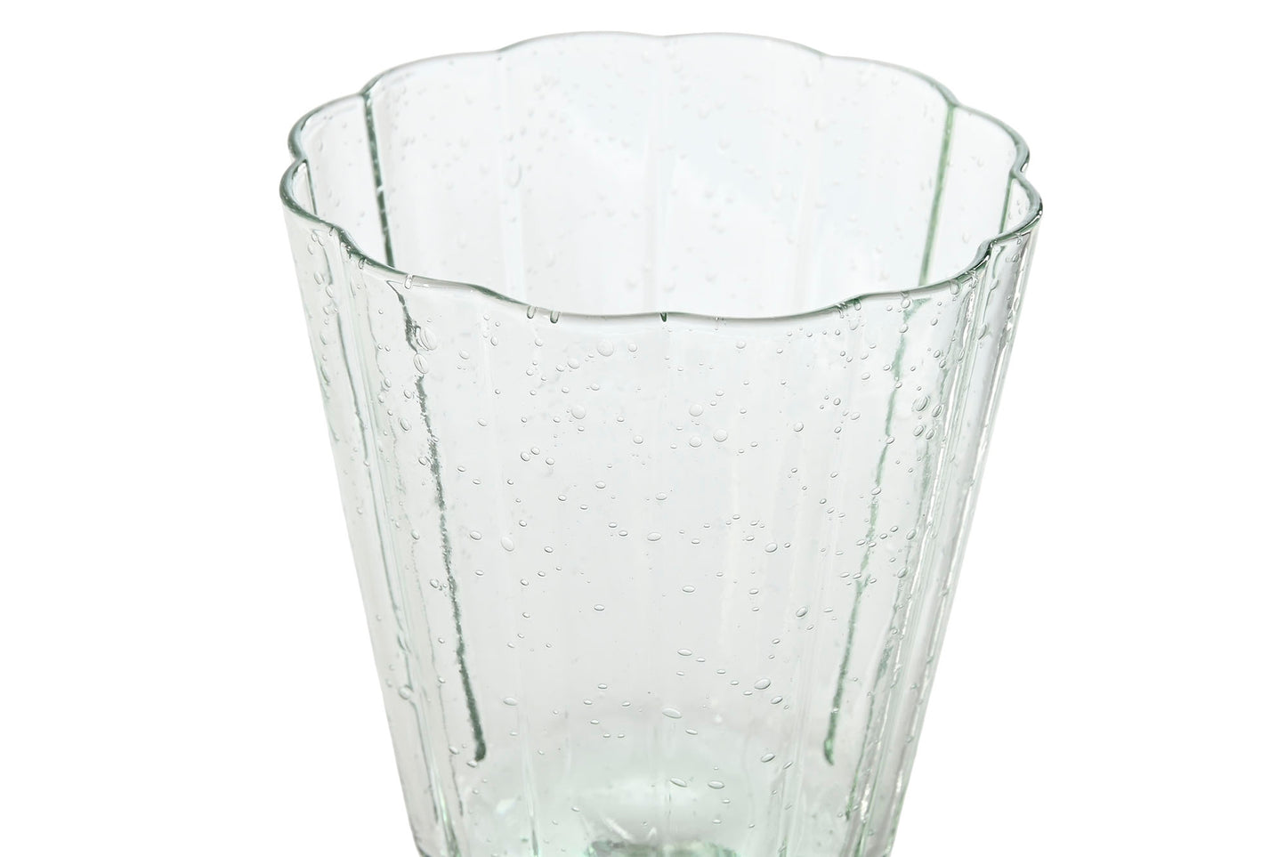 6 VERRES - Sur pieds verre bullé vert - 285 ml