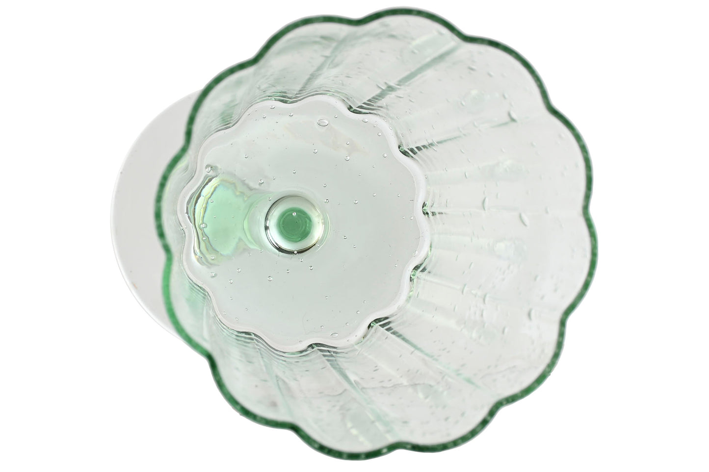 6 VERRES - Sur pieds verre bullé vert - 285 ml