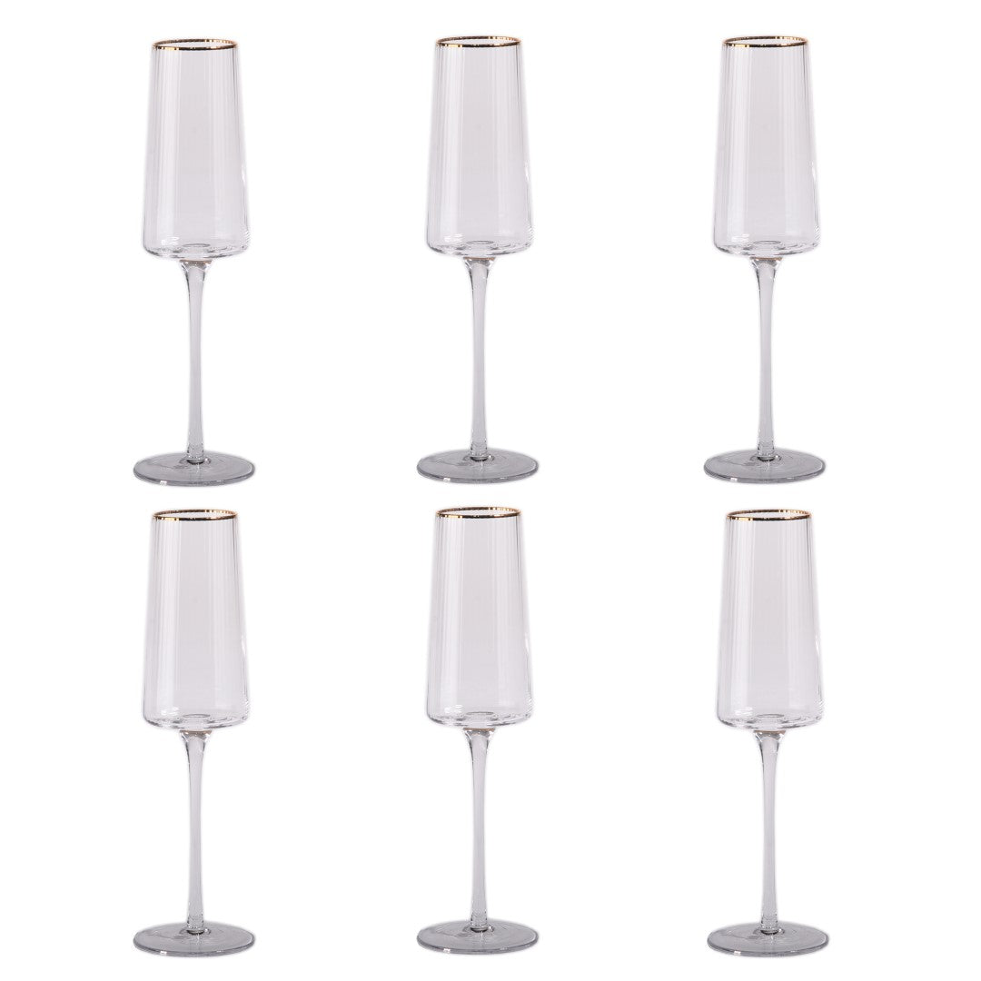 FLUTE - Rainurée transparente bordure dorée - 400 ml