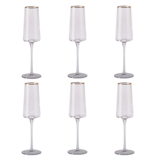 FLUTE - Rainurée transparente bordure dorée - 400 ml