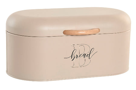CORBEILLE PAIN - Métal beige poignée en pin
